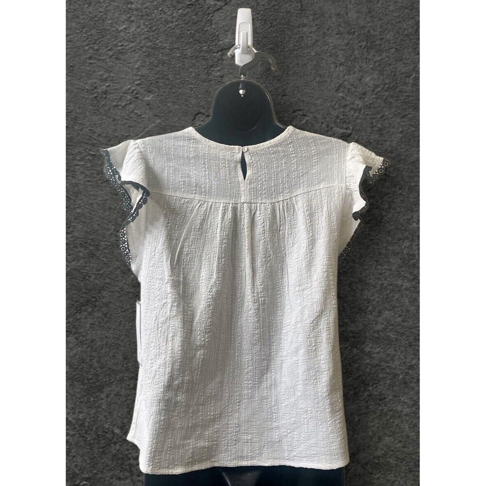 NWT Goodnight Macaroon Womens Round Neck Butterfly Sleeve Embroidered Blouse Sm - Picture 4 of 9
